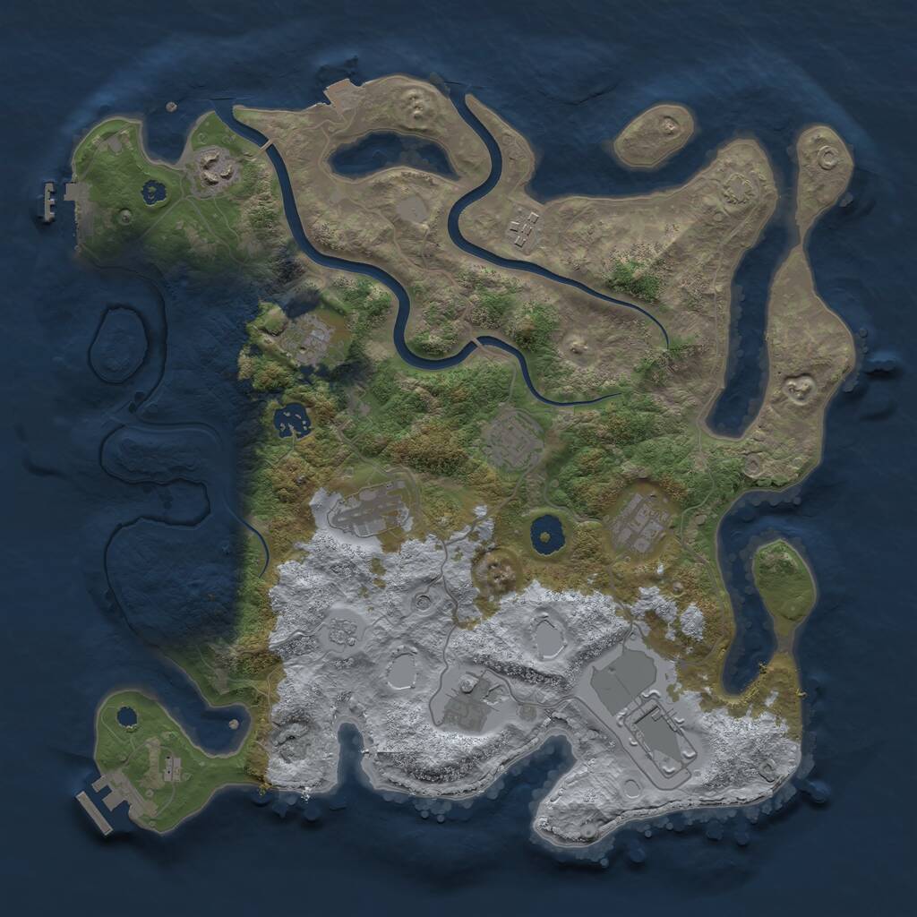 Rust Map: Procedural Map, Size: 3750, Seed: 22827, 15 Monuments
