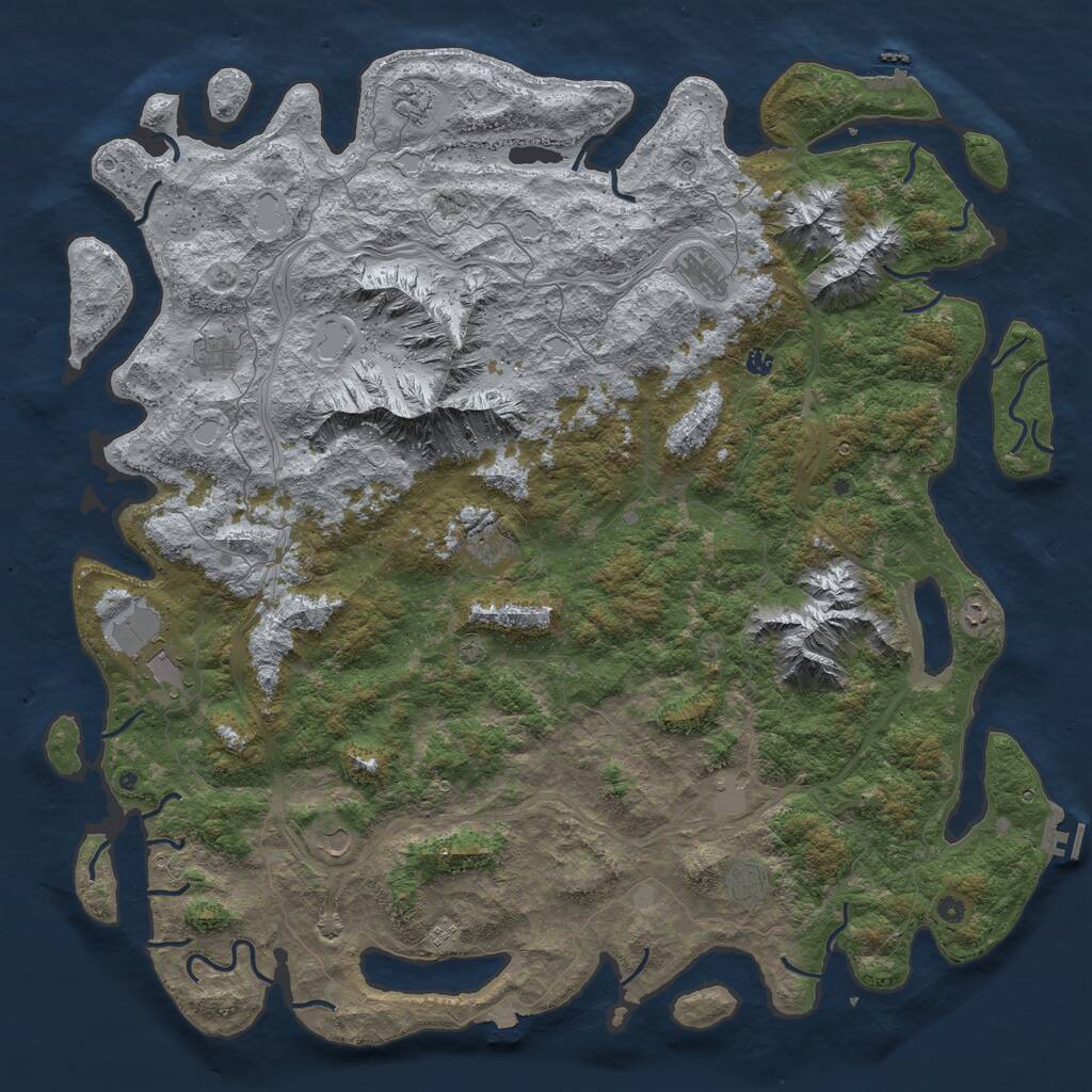 Rust Map: Procedural Map, Size: 6000, Seed: 124936945, 17 Monuments