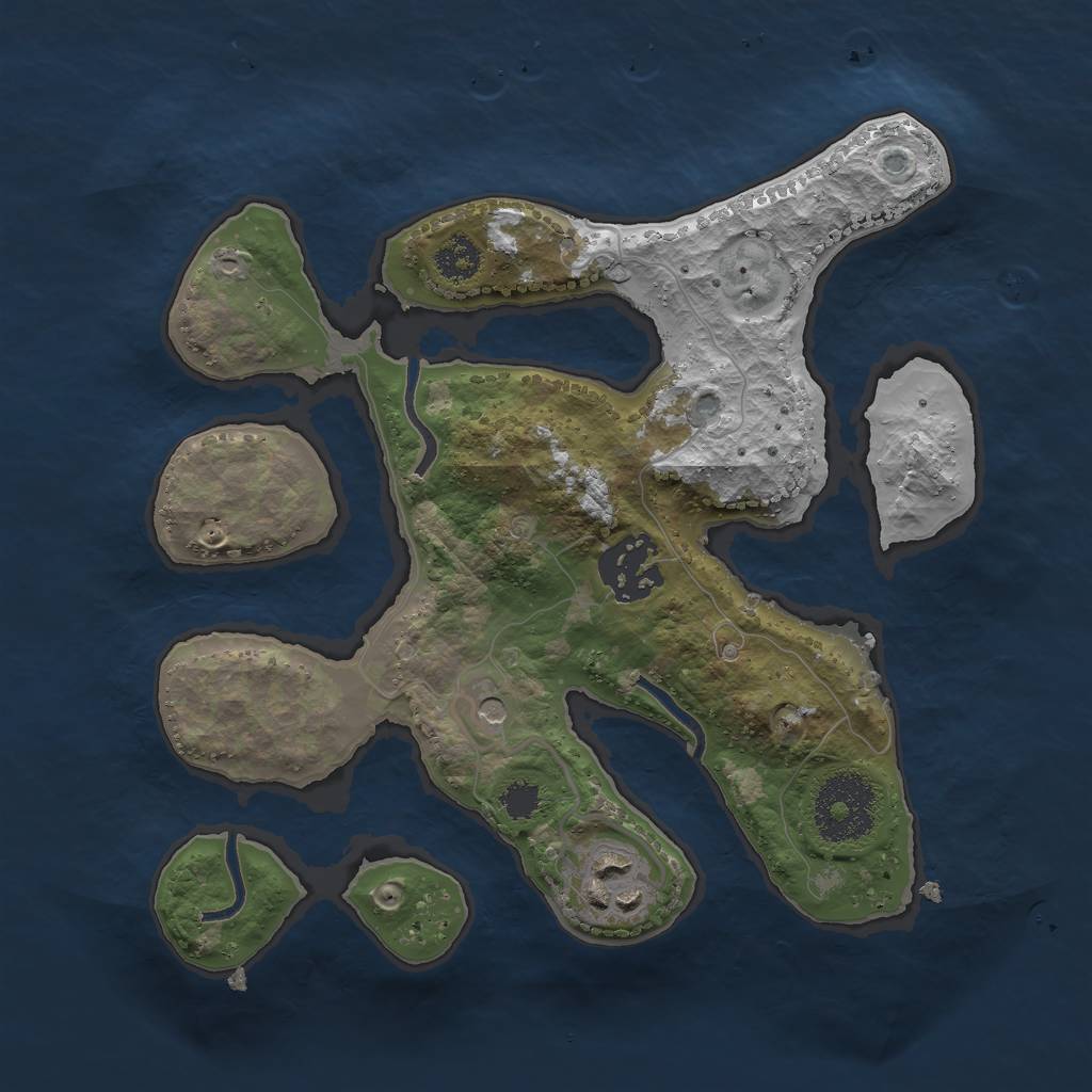 Rust Map: Procedural Map, Size: 2500, Seed: 1839113381, 5 Monuments