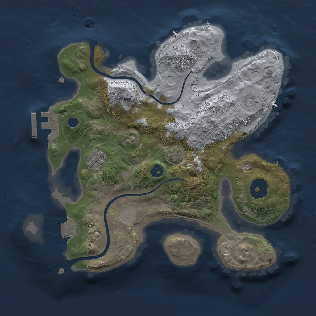 Rust Map: Procedural Map, Size: 2500, Seed: 7482, 5 Monuments