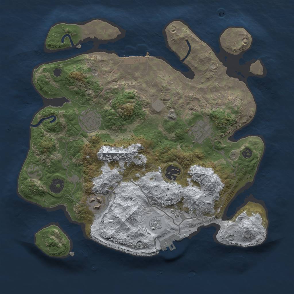 Rust Map: Procedural Map, Size: 3000, Seed: 999221, 13 Monuments