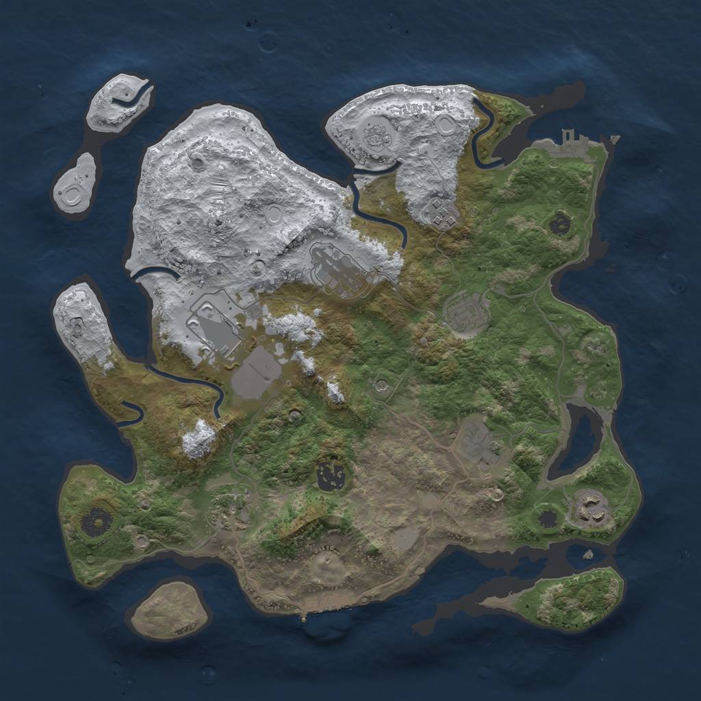 Rust Map: Procedural Map, Size: 3500, Seed: 438425, 17 Monuments