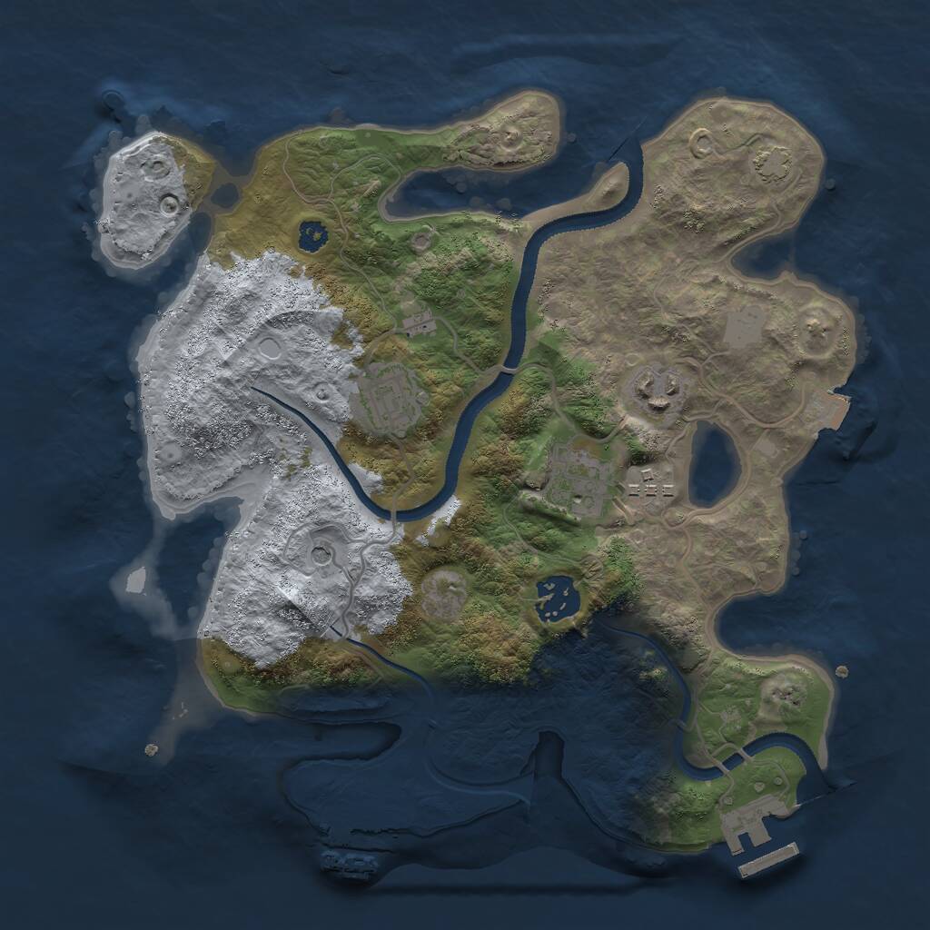 Rust Map: Procedural Map, Size: 3000, Seed: 14643, 10 Monuments