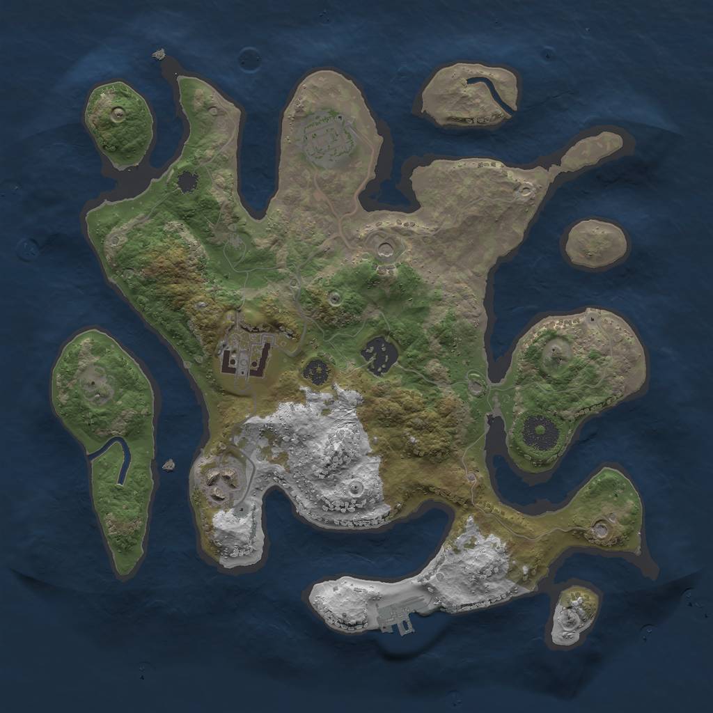 Rust Map: Procedural Map, Size: 3000, Seed: 2083402229, 8 Monuments