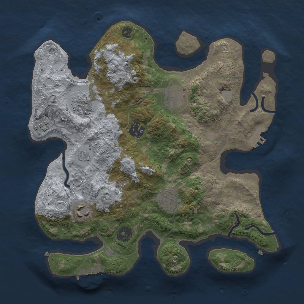 Rust Map: Procedural Map, Size: 3000, Seed: 1672211521, 13 Monuments