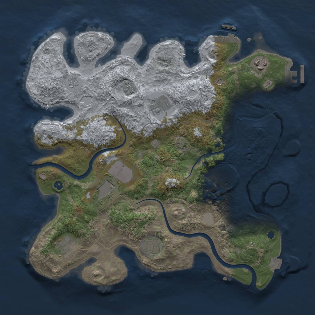 Rust Map: Procedural Map, Size: 3500, Seed: 582034, 13 Monuments