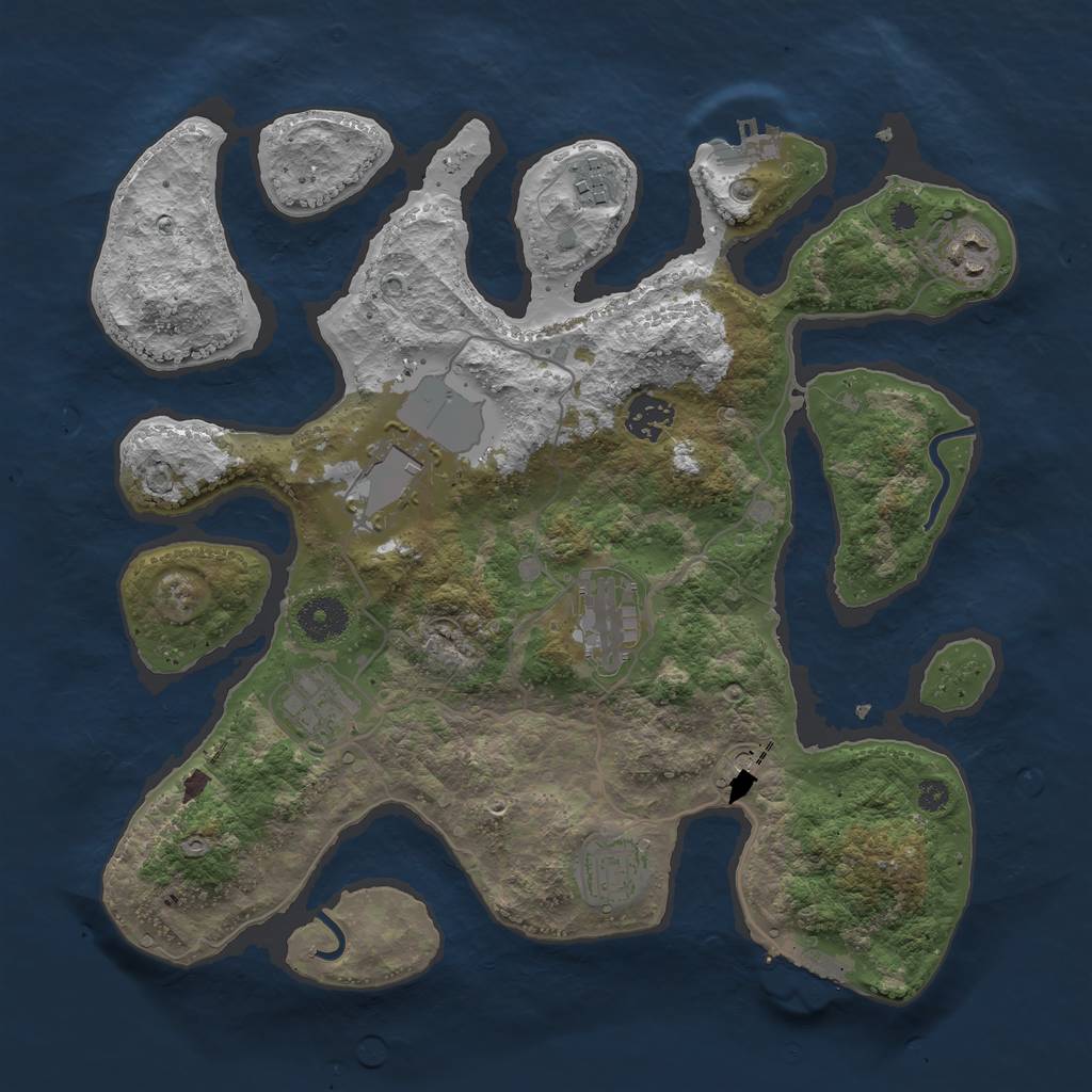 Rust Map: Procedural Map, Size: 3500, Seed: 582034, 12 Monuments