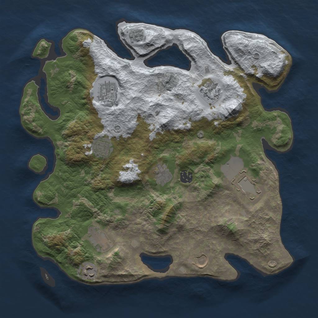 Rust Map: Barren, Size: 3600, Seed: 742805, 13 Monuments