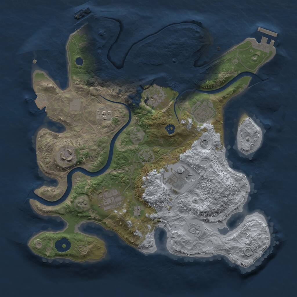 Rust Map: Procedural Map, Size: 3000, Seed: 2997, 12 Monuments