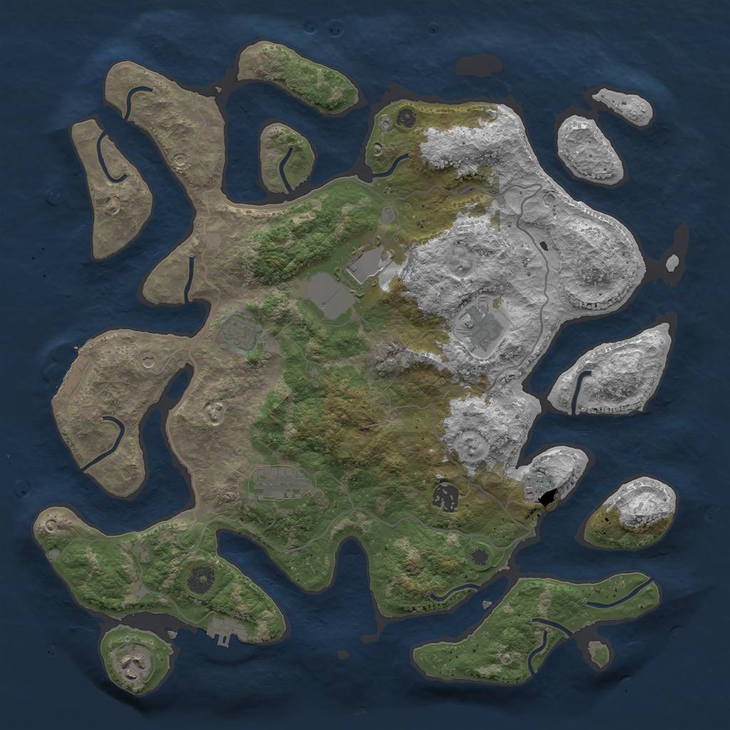 Rust Map: Procedural Map, Size: 4000, Seed: 639731, 12 Monuments