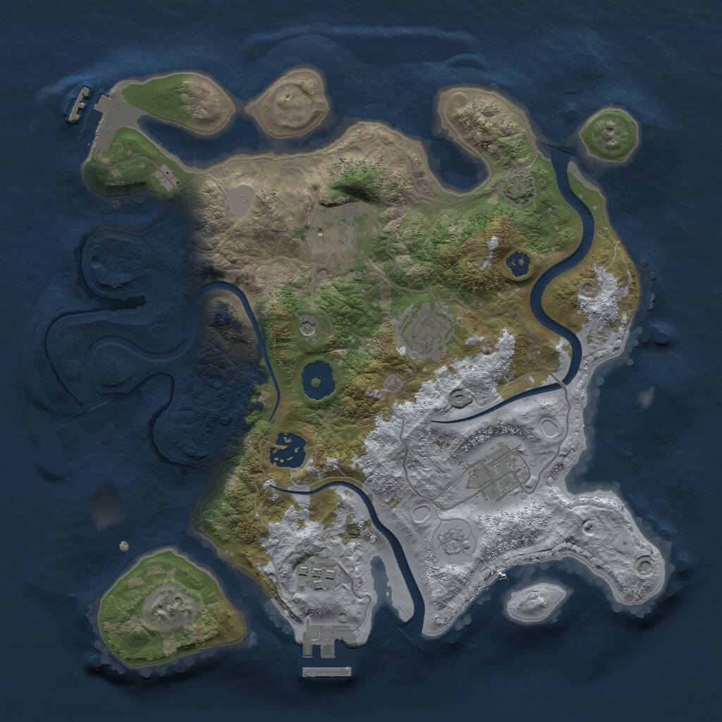 Rust Map: Procedural Map, Size: 3000, Seed: 1624916, 11 Monuments