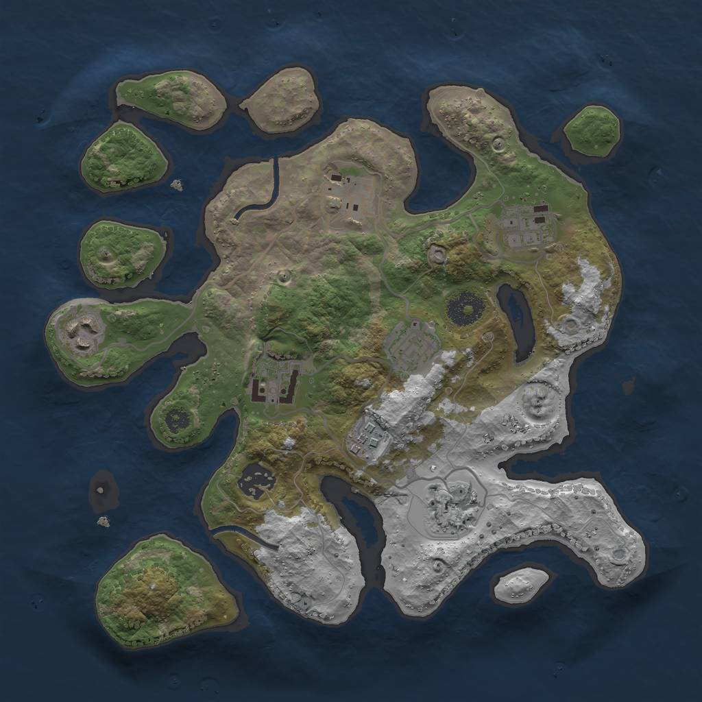 Rust Map: Procedural Map, Size: 3000, Seed: 1624916, 10 Monuments