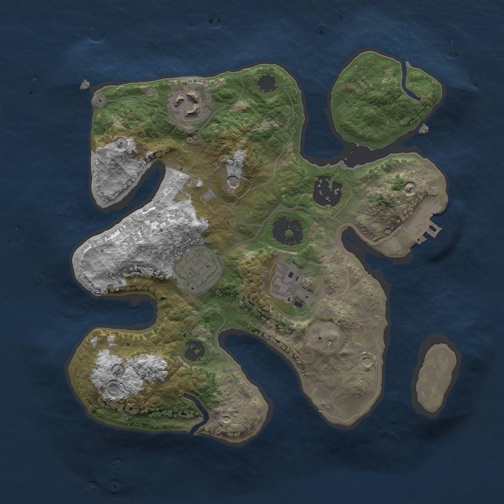 Rust Map: Procedural Map, Size: 2500, Seed: 1657930401, 8 Monuments