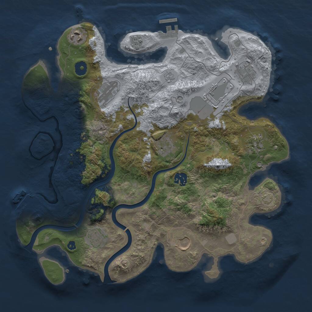 Rust Map: Procedural Map, Size: 3500, Seed: 927323, 16 Monuments