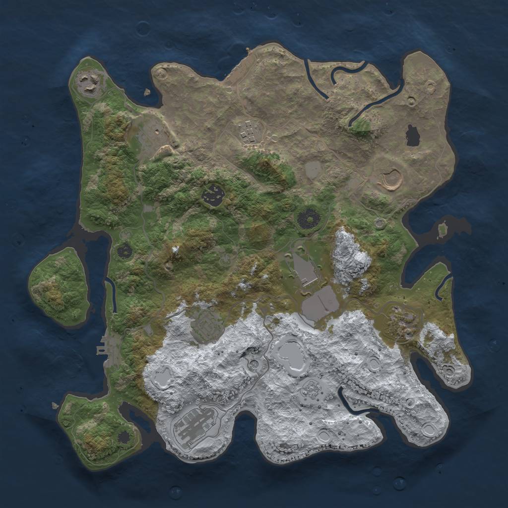 Rust Map: Procedural Map, Size: 3550, Seed: 868055092, 18 Monuments