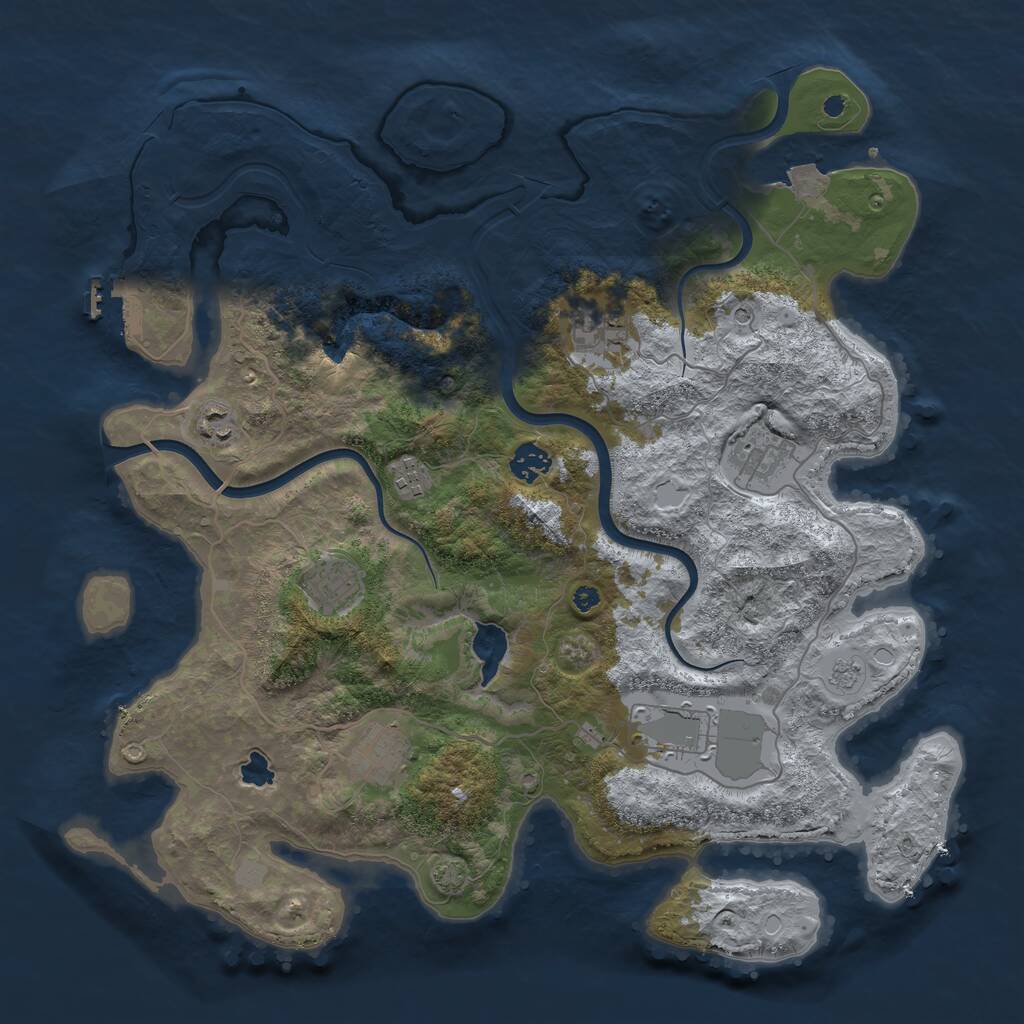 Rust Map: Procedural Map, Size: 4000, Seed: 1153691346, 13 Monuments