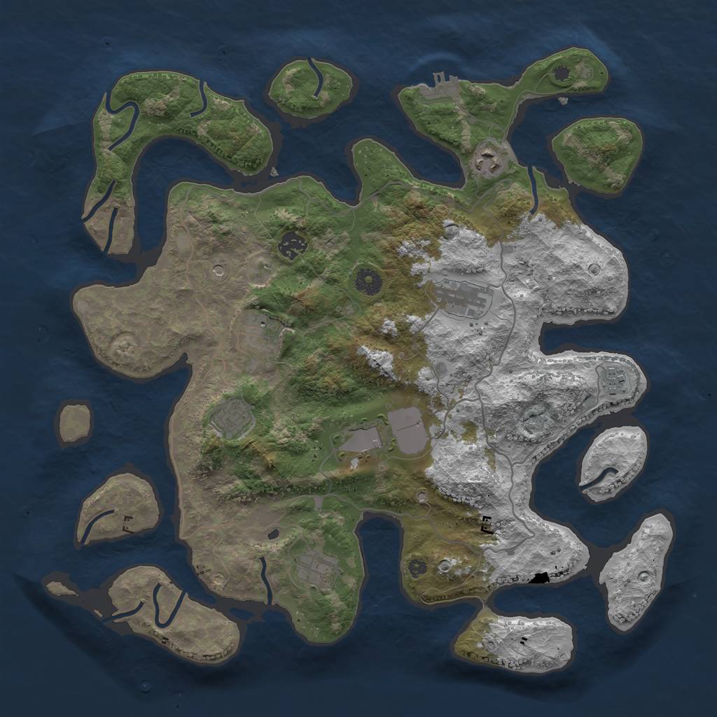 Rust Map: Procedural Map, Size: 4000, Seed: 1153691346, 12 Monuments