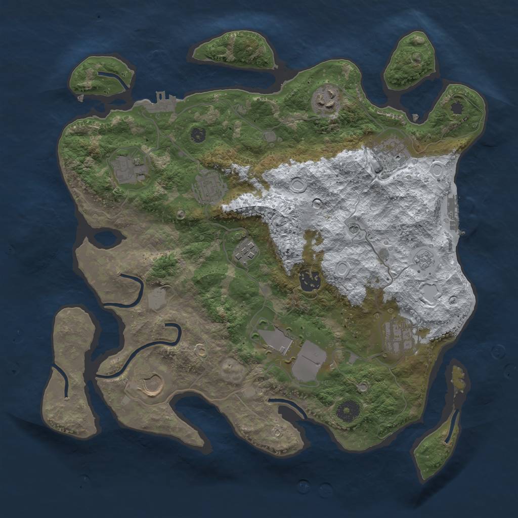 Rust Map: Procedural Map, Size: 3500, Seed: 1447019804, 18 Monuments