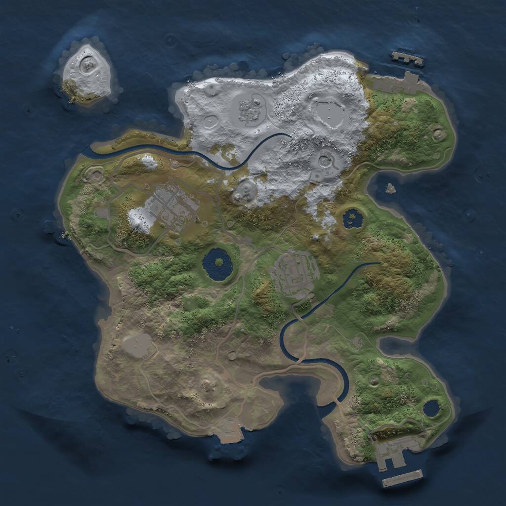 Rust Map: Procedural Map, Size: 2500, Seed: 1123691551, 7 Monuments