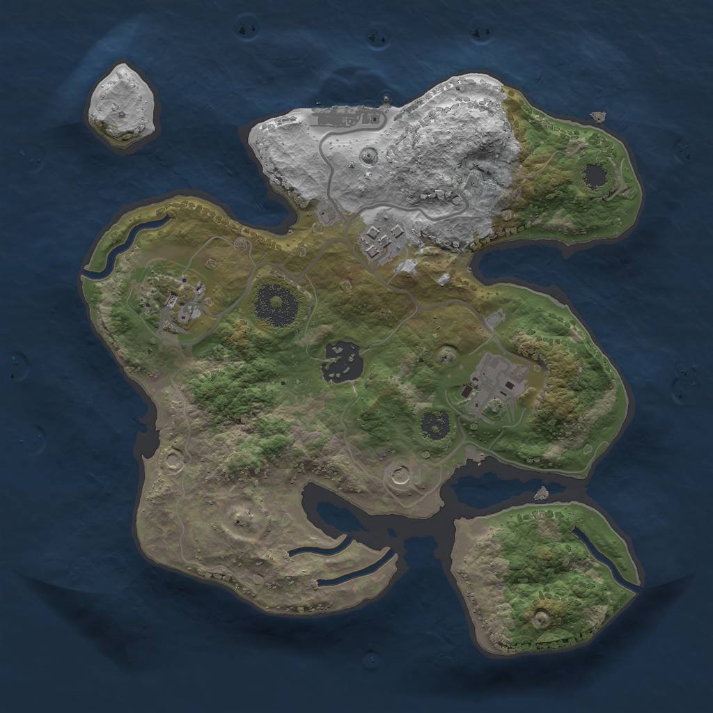 Rust Map: Procedural Map, Size: 2500, Seed: 1123691551, 8 Monuments