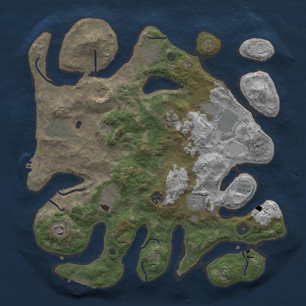 Rust Map: Procedural Map, Size: 3750, Seed: 487802622, 18 Monuments