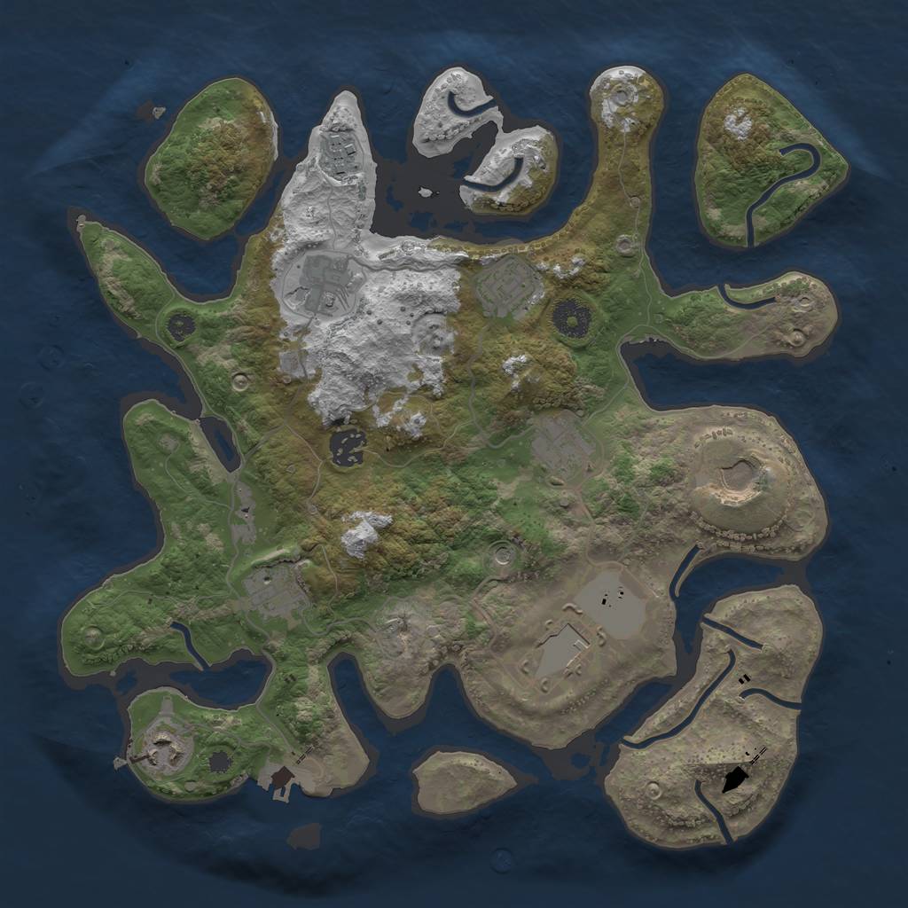 Rust Map: Procedural Map, Size: 3500, Seed: 1805960086, 13 Monuments