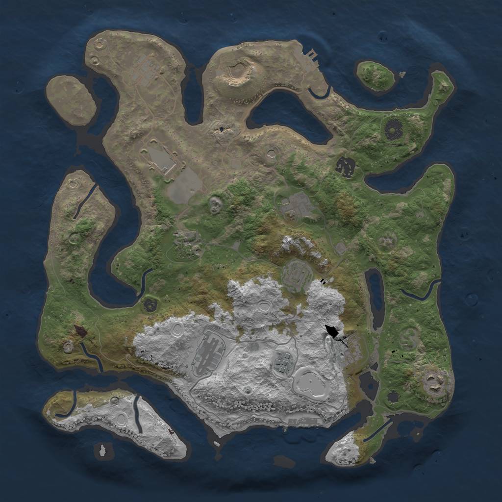 Rust Map: Procedural Map, Size: 3750, Seed: 189992224, 19 Monuments