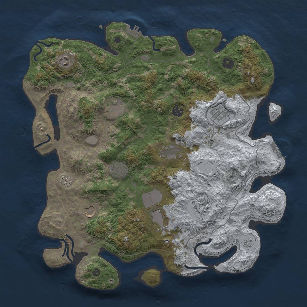 Rust Map: Procedural Map, Size: 4000, Seed: 2143, 19 Monuments