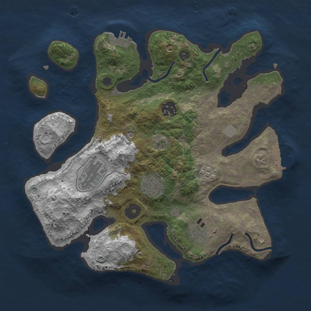 Rust Map: Procedural Map, Size: 3000, Seed: 1697605099, 13 Monuments