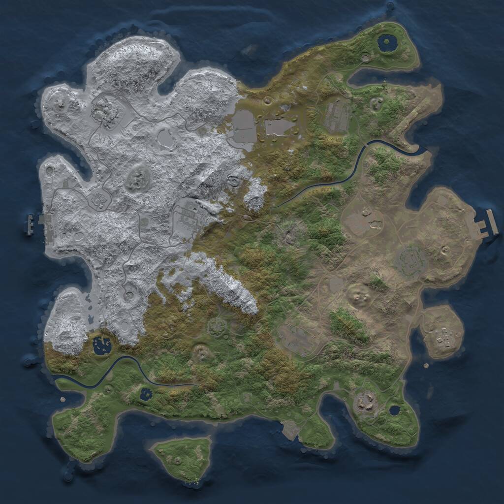 Rust Map: Procedural Map, Size: 3950, Seed: 347673408, 16 Monuments