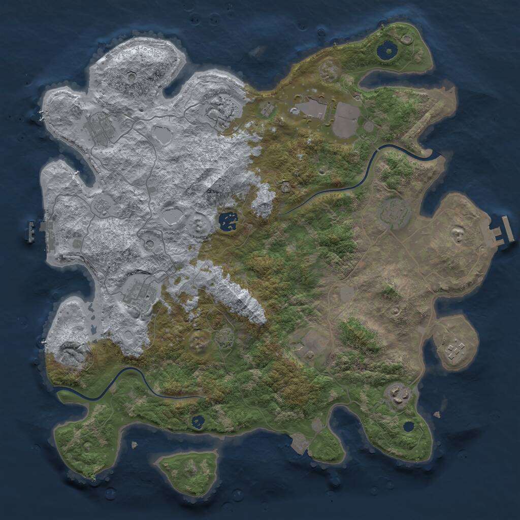 Rust Map: Procedural Map, Size: 3950, Seed: 347673408, 15 Monuments