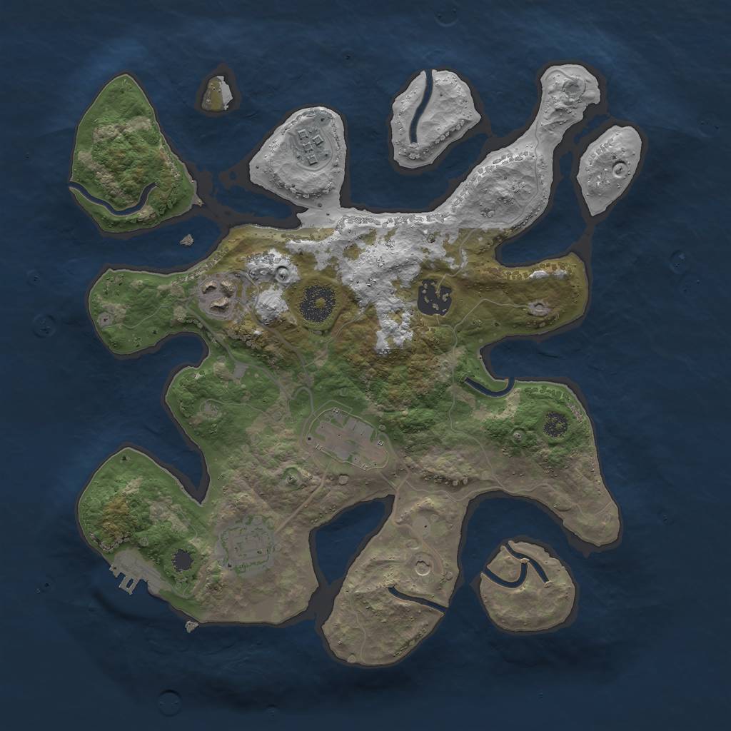 Rust Map: Procedural Map, Size: 3000, Seed: 1285077197, 9 Monuments