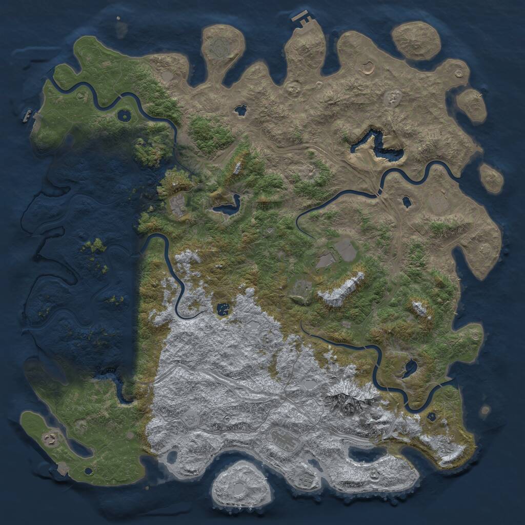 Rust Map: Procedural Map, Size: 6000, Seed: 2064999924, 17 Monuments