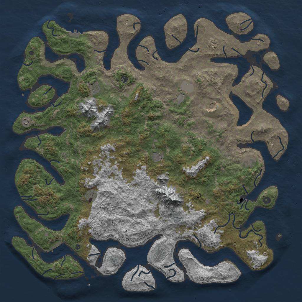 Rust Map: Procedural Map, Size: 6000, Seed: 2064999924, 19 Monuments