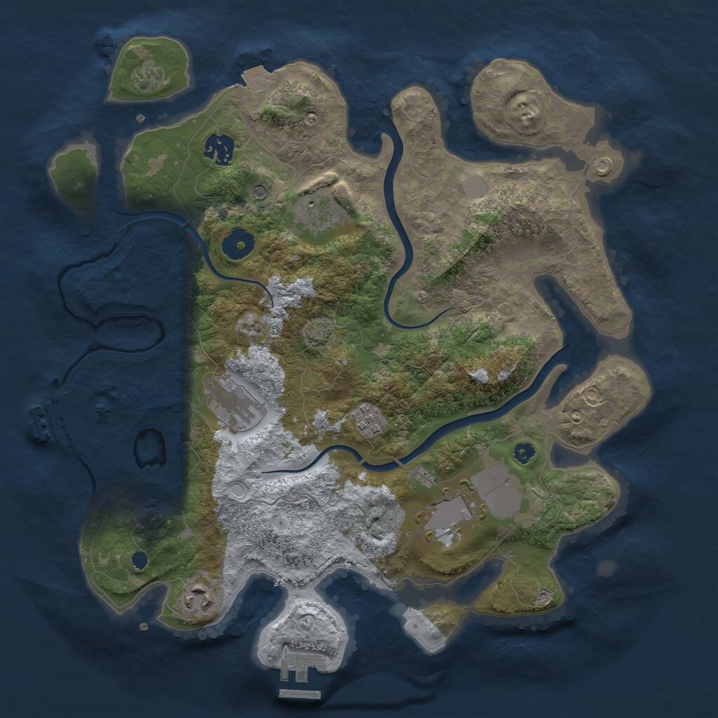 Rust Map: Procedural Map, Size: 3500, Seed: 237783966, 11 Monuments