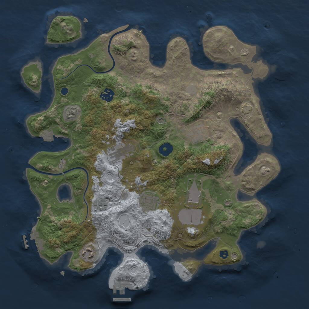 Rust Map: Procedural Map, Size: 3500, Seed: 237783966, 12 Monuments