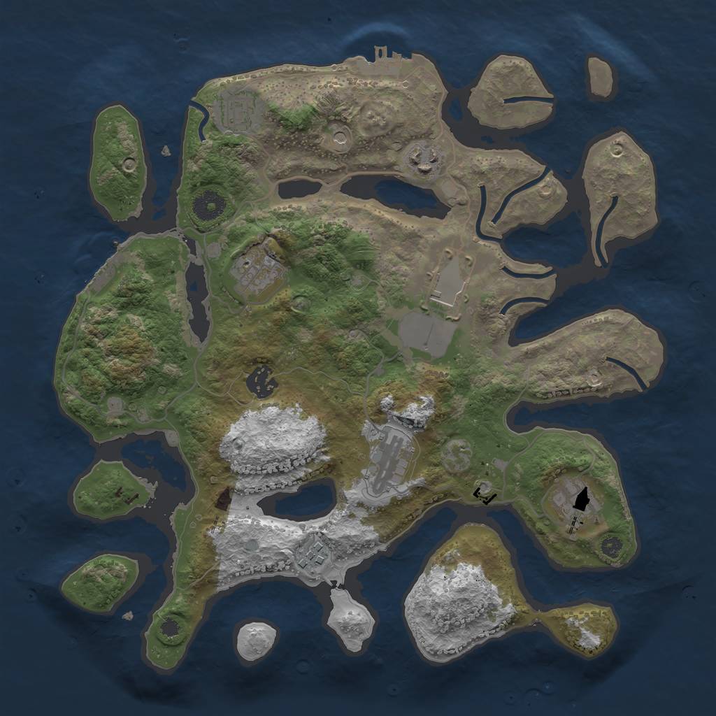 Rust Map: Procedural Map, Size: 3500, Seed: 391341, 13 Monuments