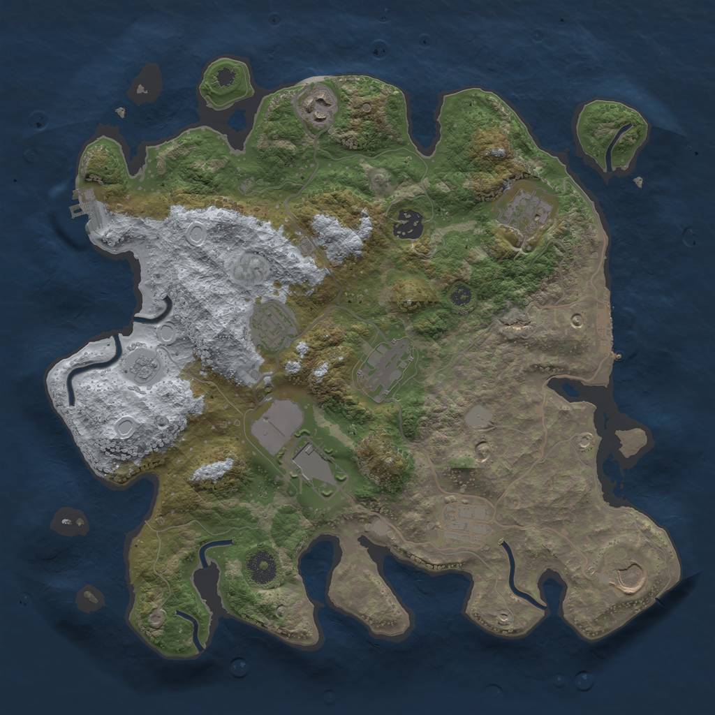 Rust Map: Procedural Map, Size: 3500, Seed: 21658458, 14 Monuments