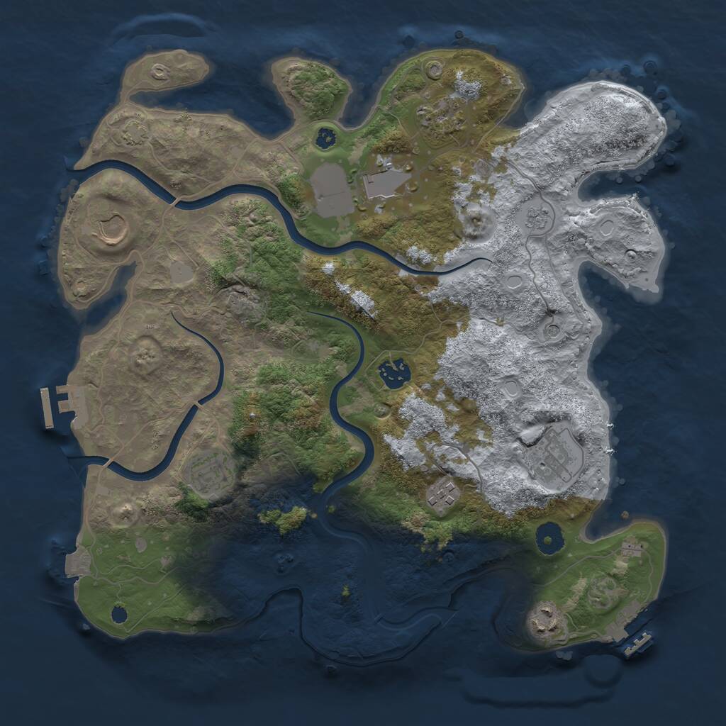Rust Map: Procedural Map, Size: 3600, Seed: 4576373, 14 Monuments