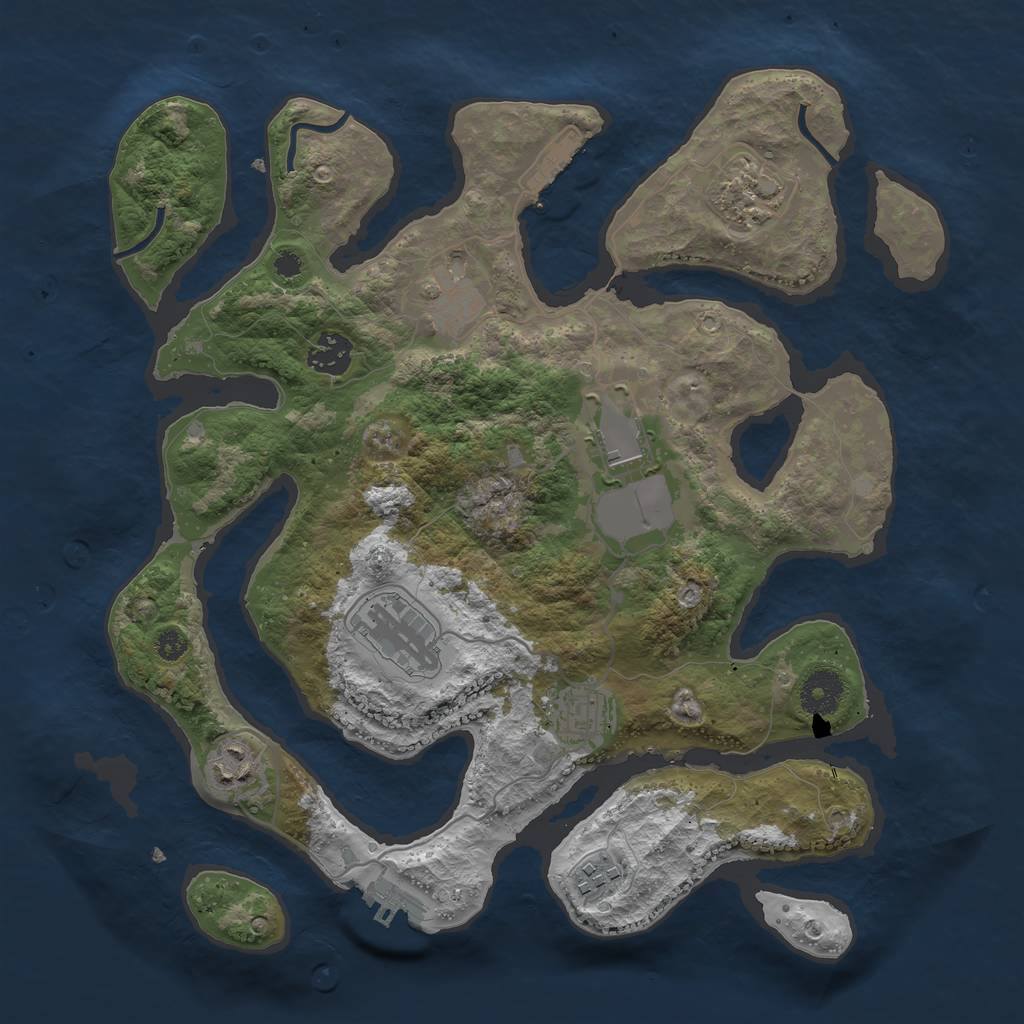 Rust Map: Procedural Map, Size: 3500, Seed: 207288447, 12 Monuments