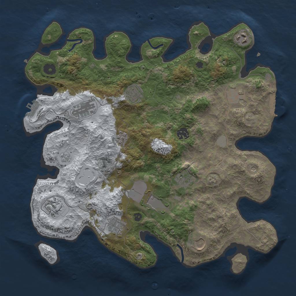 Rust Map: Procedural Map, Size: 3700, Seed: 1321140591, 20 Monuments