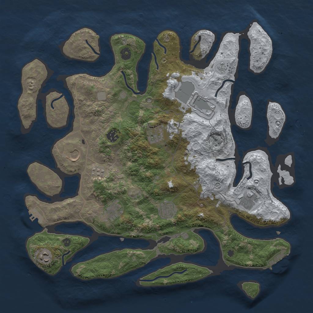 Rust Map: Procedural Map, Size: 4000, Seed: 1638808271, 18 Monuments