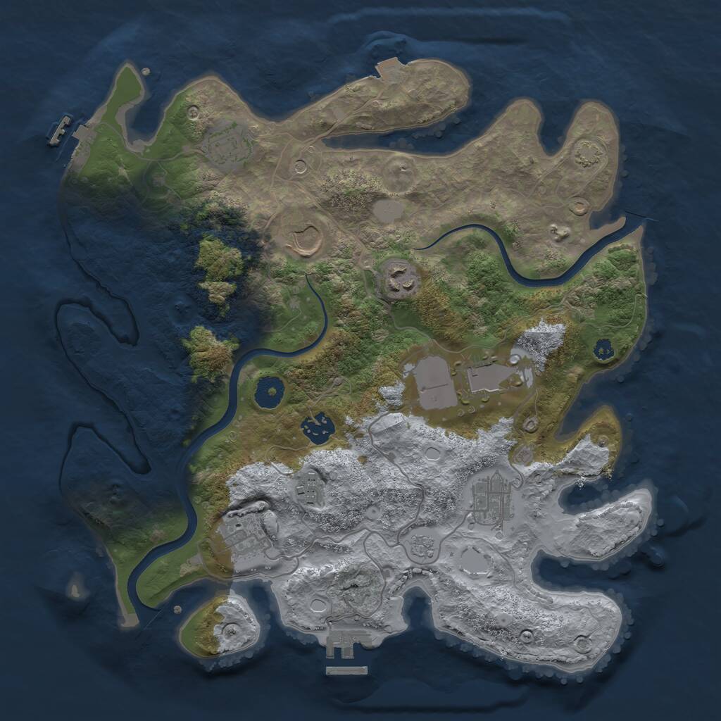 Rust Map: Procedural Map, Size: 3500, Seed: 224448, 14 Monuments