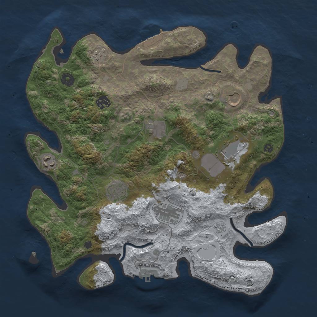 Rust Map: Procedural Map, Size: 3500, Seed: 224448, 17 Monuments