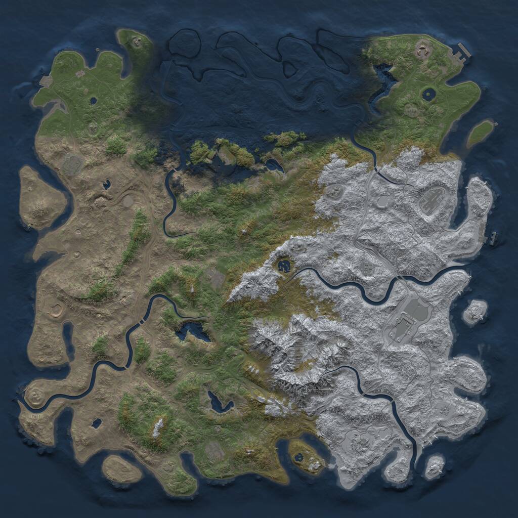 Rust Map: Procedural Map, Size: 6000, Seed: 45824760, 17 Monuments