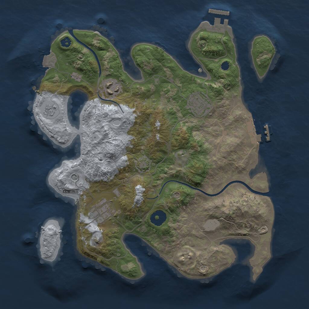 Rust Map: Procedural Map, Size: 3000, Seed: 379273174, 9 Monuments