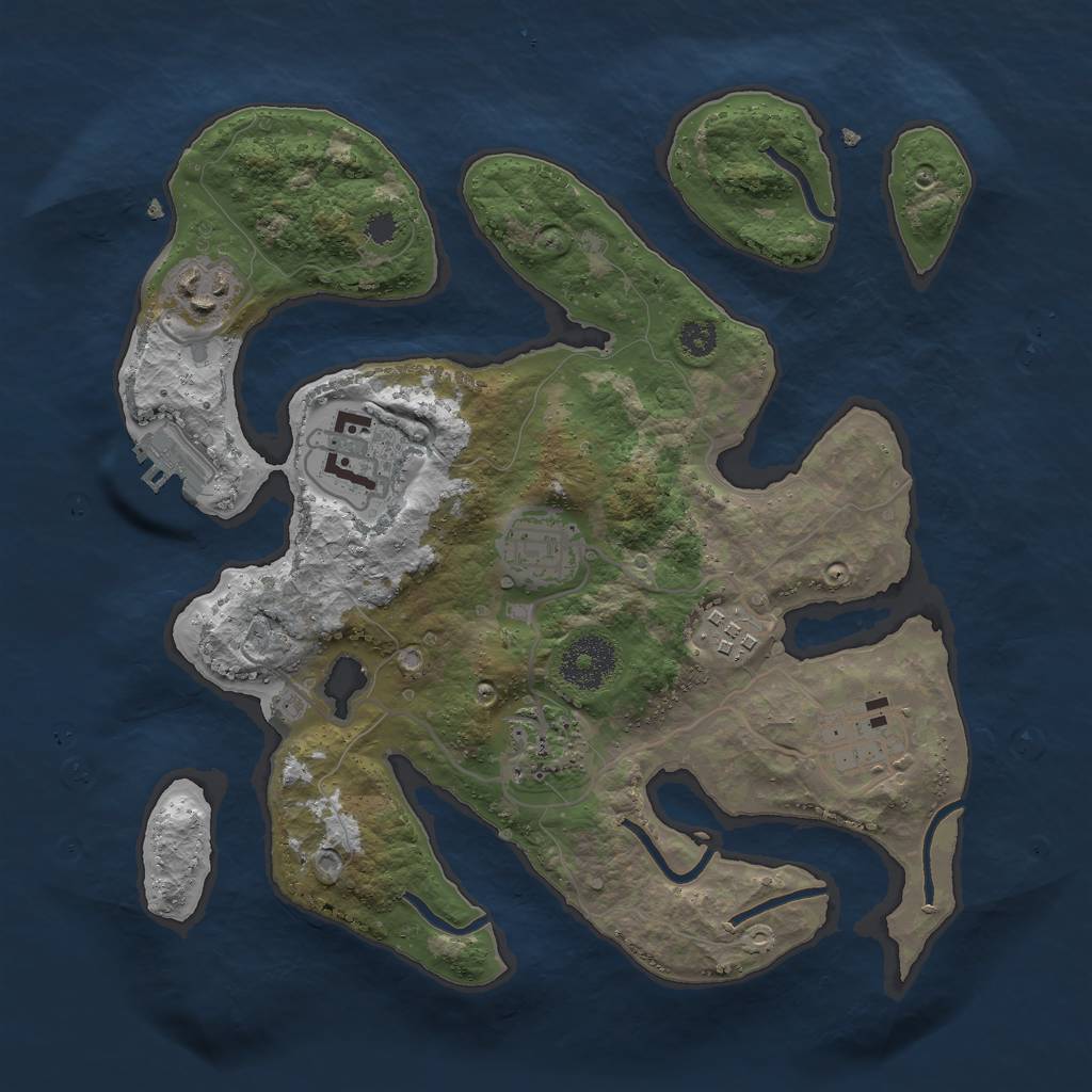 Rust Map: Procedural Map, Size: 3000, Seed: 379273174, 9 Monuments