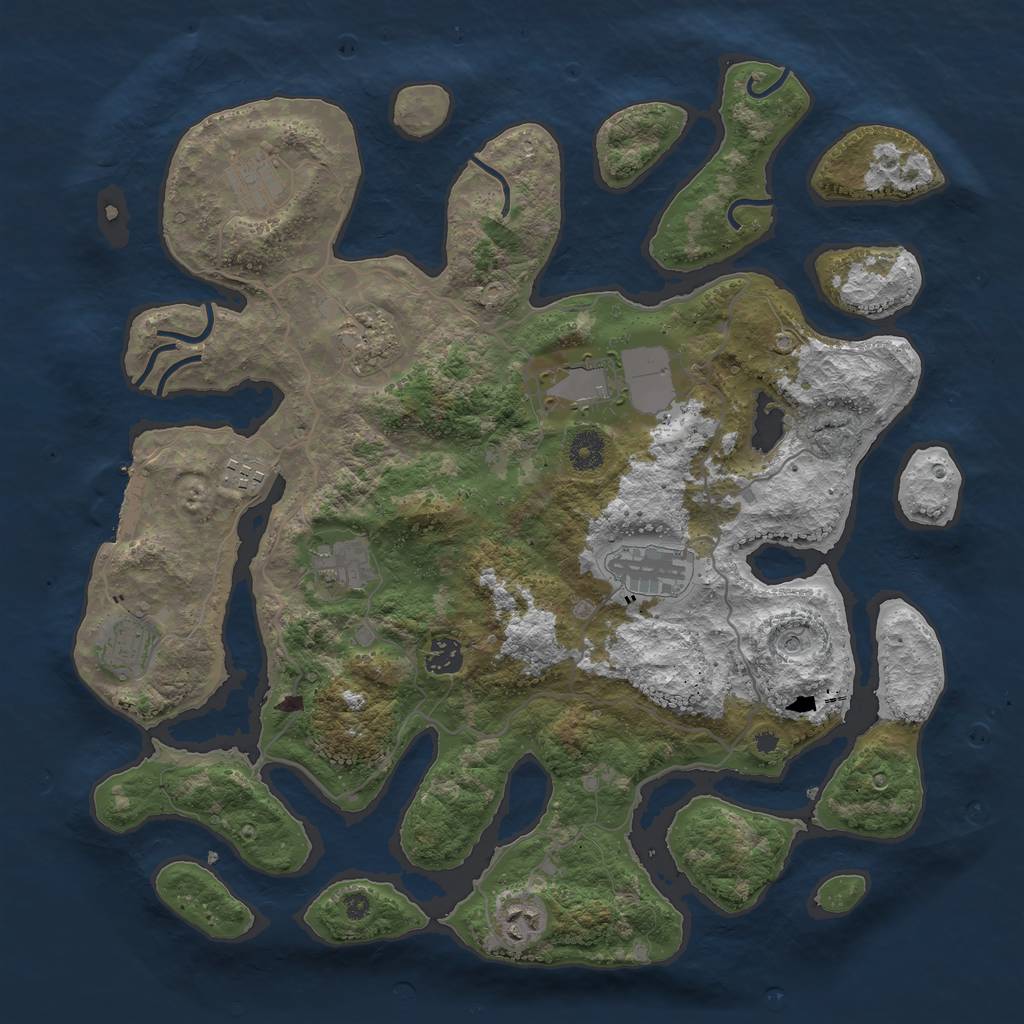 Rust Map: Procedural Map, Size: 4000, Seed: 676756, 13 Monuments