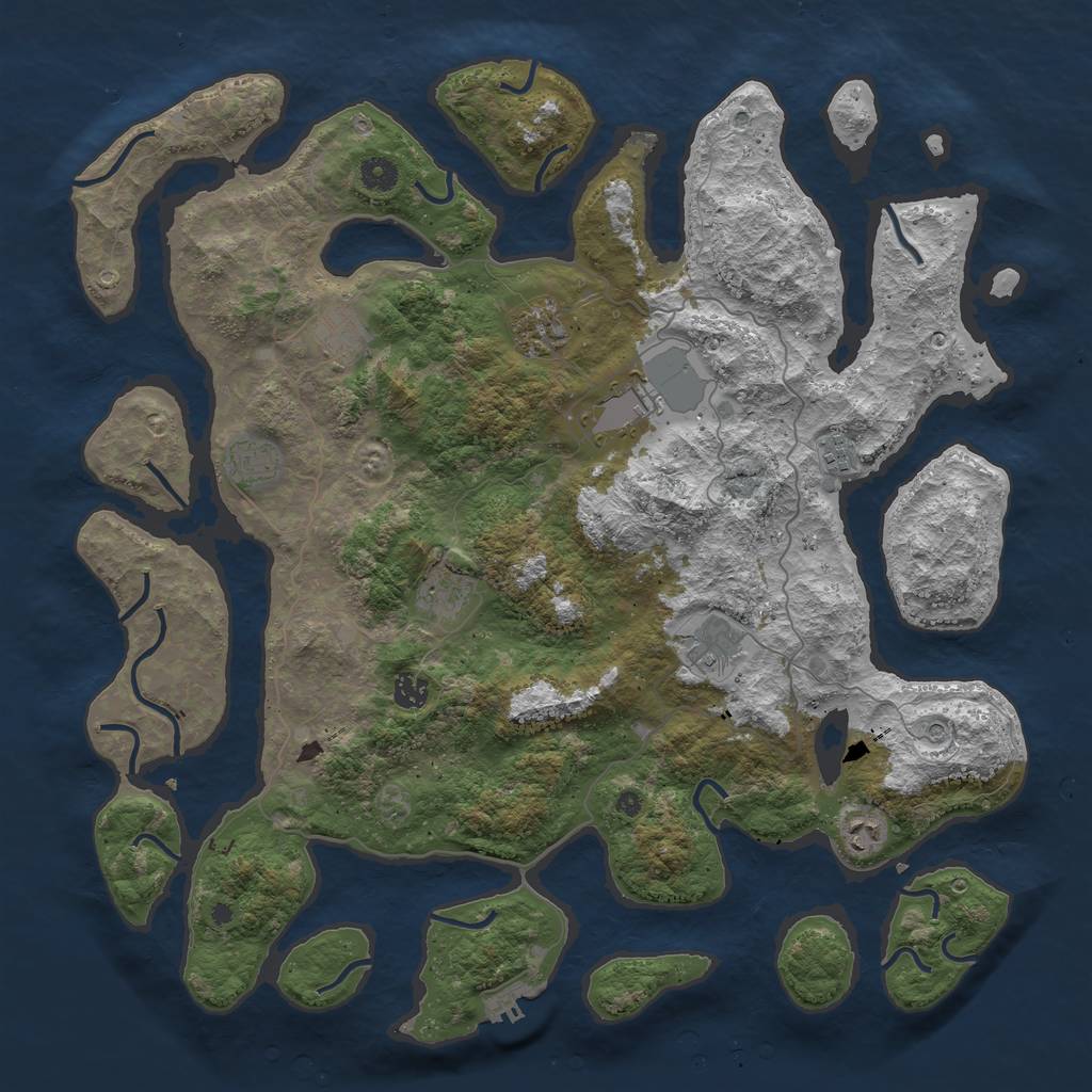 Rust Map: Procedural Map, Size: 4500, Seed: 2120, 13 Monuments