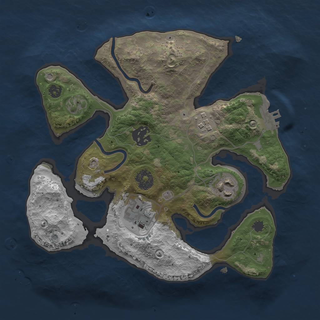 Rust Map: Procedural Map, Size: 2500, Seed: 339012489, 7 Monuments